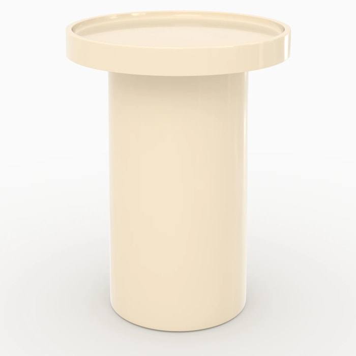 Table d'appoint laquée blanche en MDF, D40 cm - Nora
