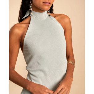 Vestido midi asimétrico con cuello halter