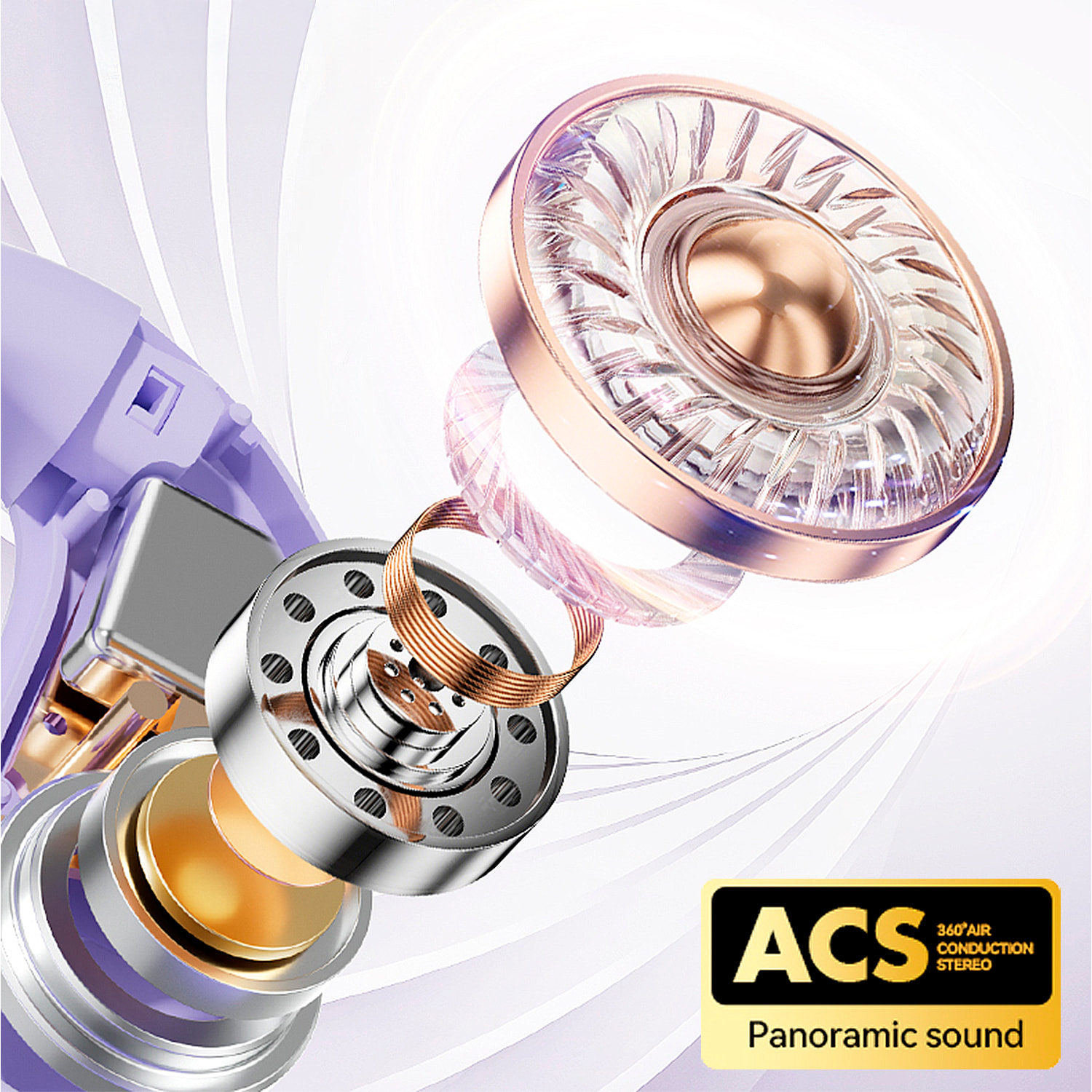 M112 Cuffie Bluetooth 5.4. Suono surround ACS con traduttore AI.