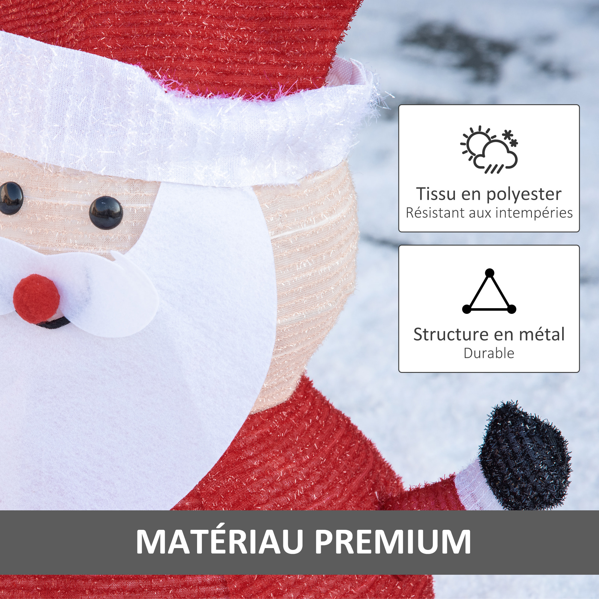 Père Noël Lumineux LED 51H cm - décoration de Noël LED - décoration Lumineuse de Noël - 30 LEDs 3 Clignotantes - Blanc Froid