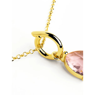 Collar Birthstone Turmalina Rosa Plata Baño Oro