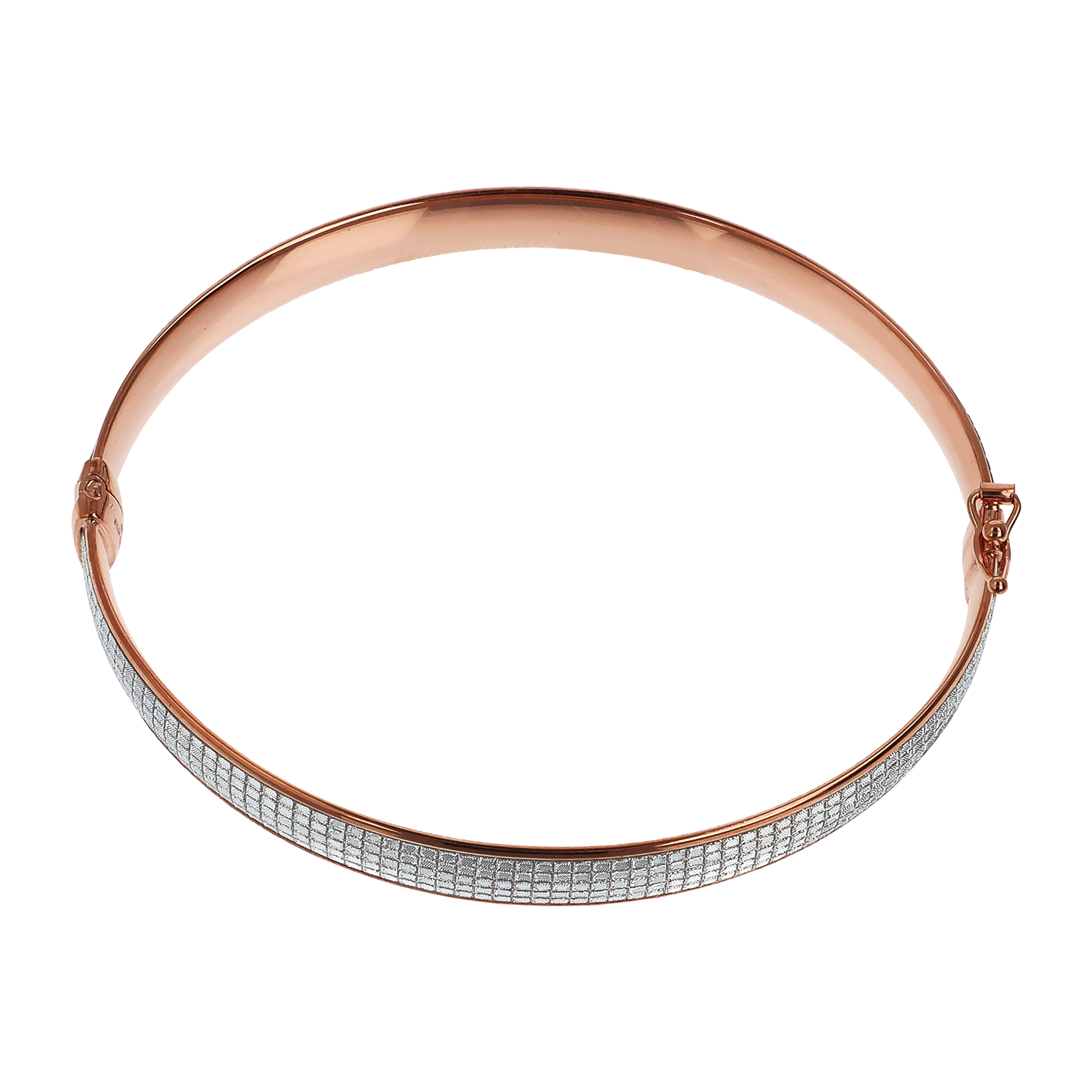 Bracciale Rigido Large in Argento 925 placcato Oro Rosa 18Kt con Pavé in Cubic Zirconia Bianche