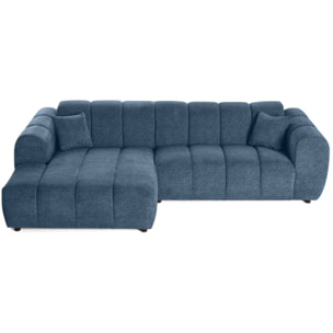 Curtis - canapé d'angle gauche 4 places en tissu texturé - Bleu