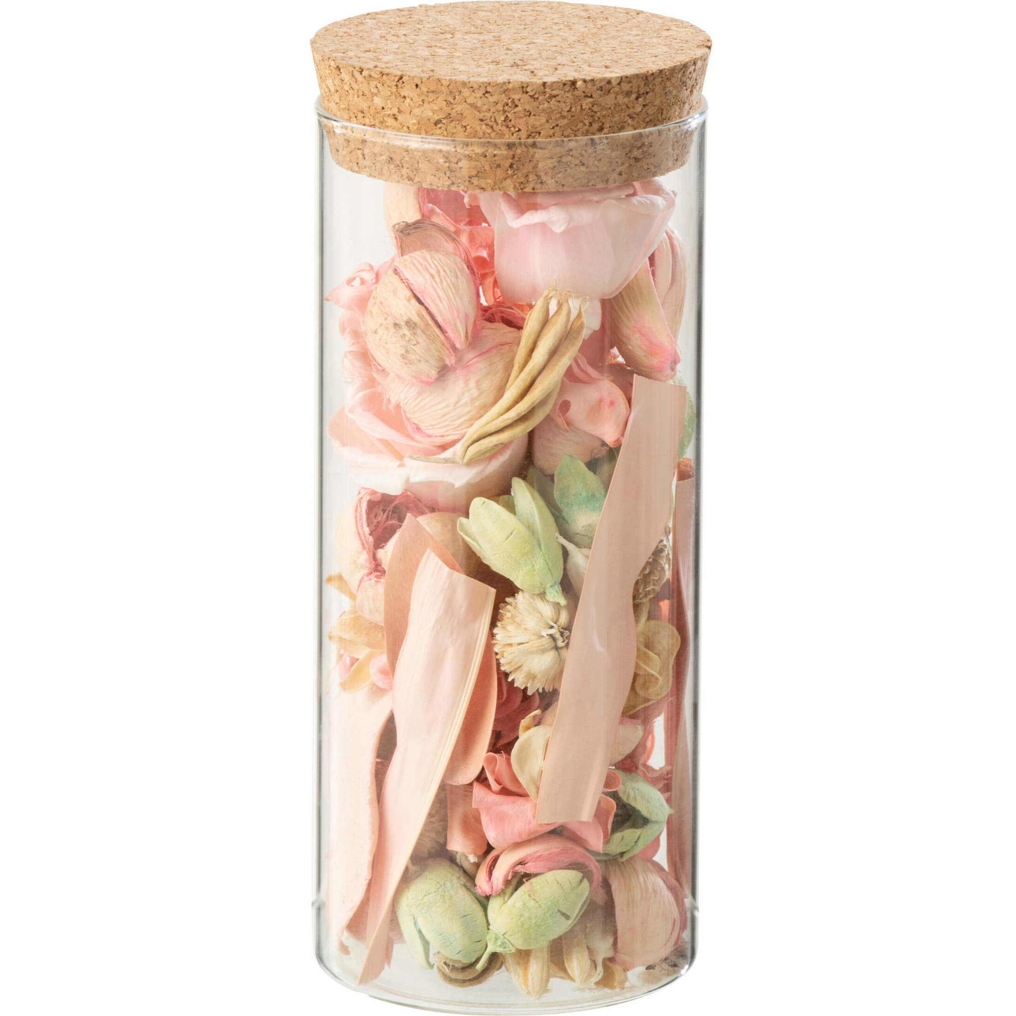 J-Line fleur sechée + pin Fuchsia Rose En Pot - verre - rose