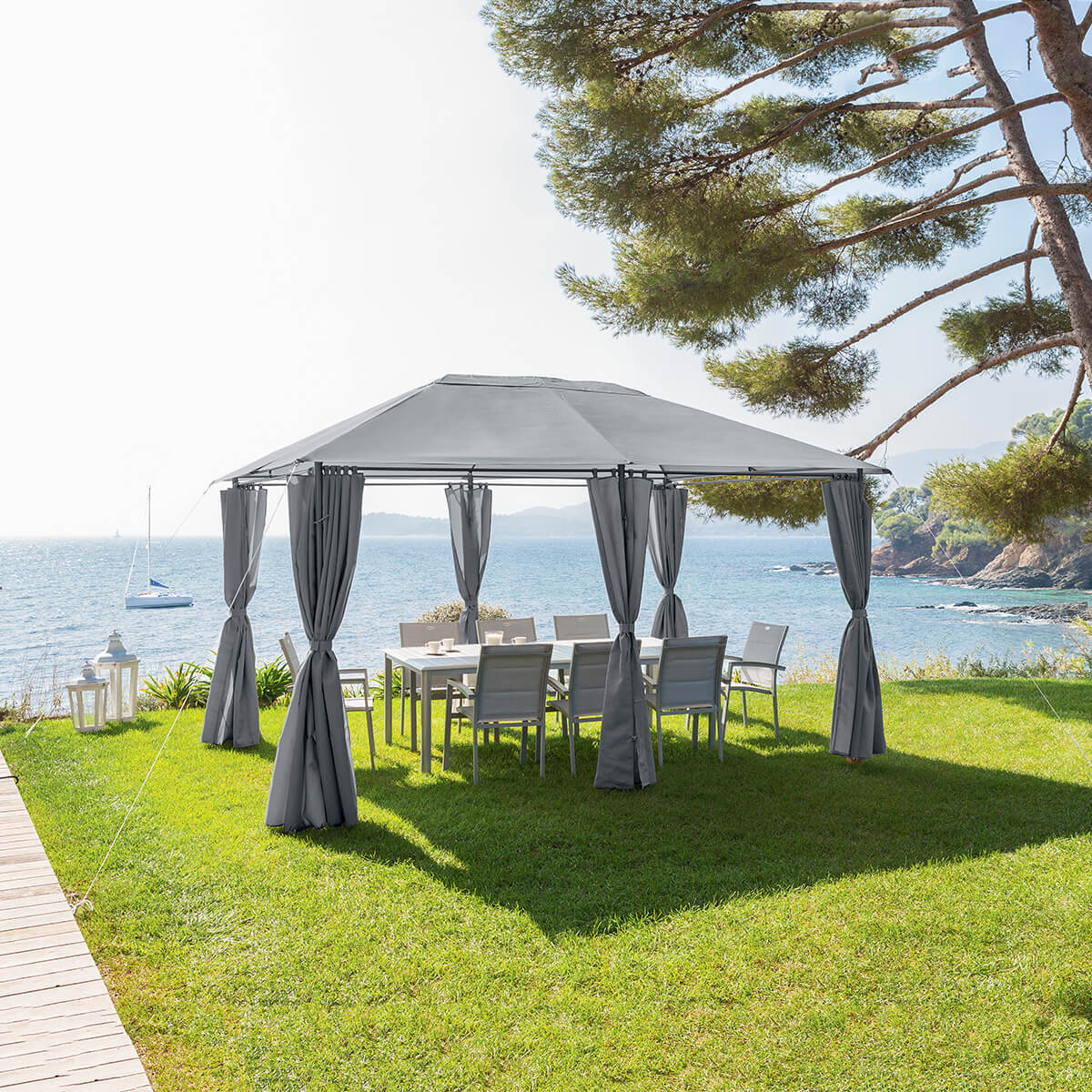 Tonnelle rectangulaire "Santorini" ardoise 4x3m en acier traité époxy