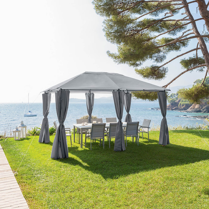 Tonnelle rectangulaire "Santorini" ardoise 4x3m en acier traité époxy