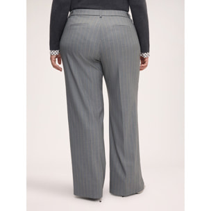 Fiorella Rubino - Pantaloni Wide Leg gessati - Grigio