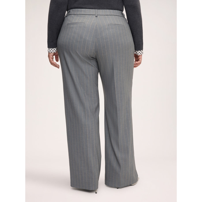 Fiorella Rubino - Pantaloni Wide Leg gessati - Grigio
