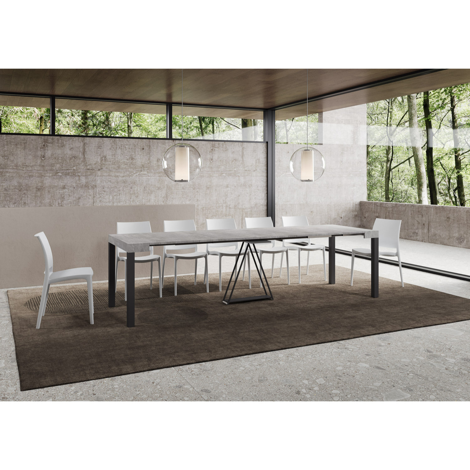 Consolle allungabile 90x40/300 cm Tiris Cemento telaio Antracite