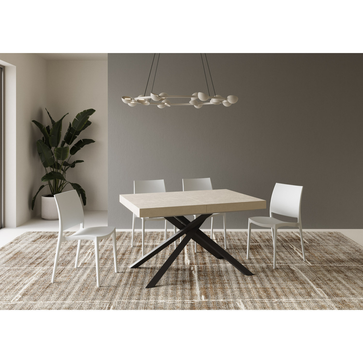 Mesa extensible 80x140/224 cm Karida cachemira patas antracita