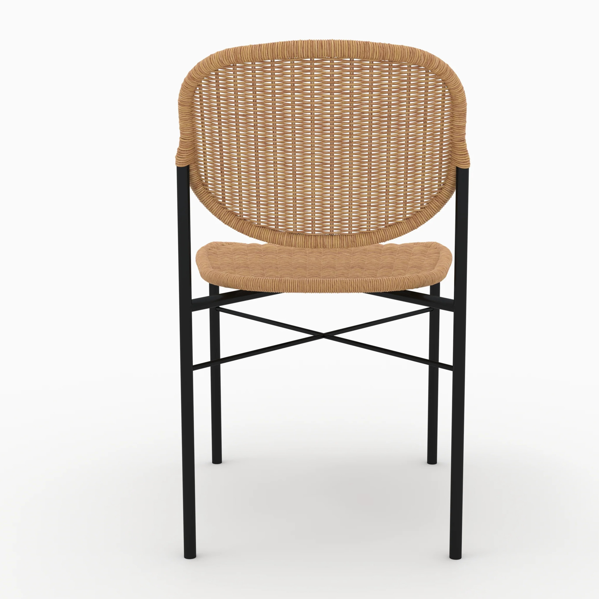 Lot de 2 chaises en résine tressée naturelle et pieds en métal - Messa