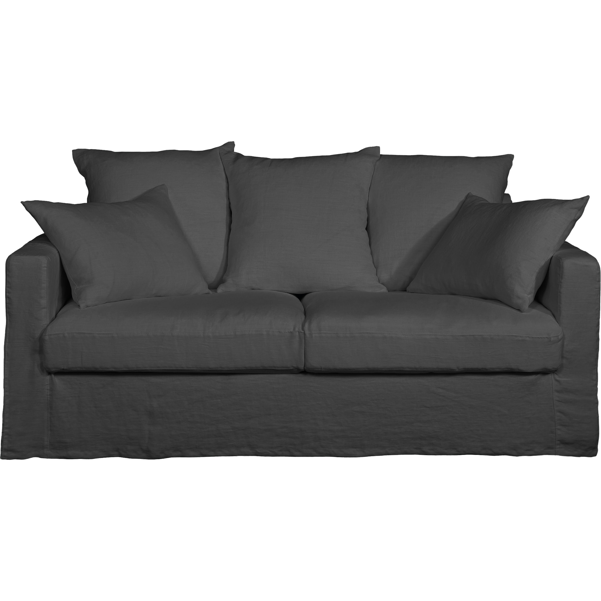 Canapé lin 3 pl SOFIA 177 cm fixe tissu Anthracite 100% déhoussable – Fab France