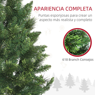 Árbol de Navidad Artificial de 180 cm Árbol Navideño con 618 Ramas Agujas de Pino Apertura Automática y Base Plegable de Acero Ø70x180 cm Verde