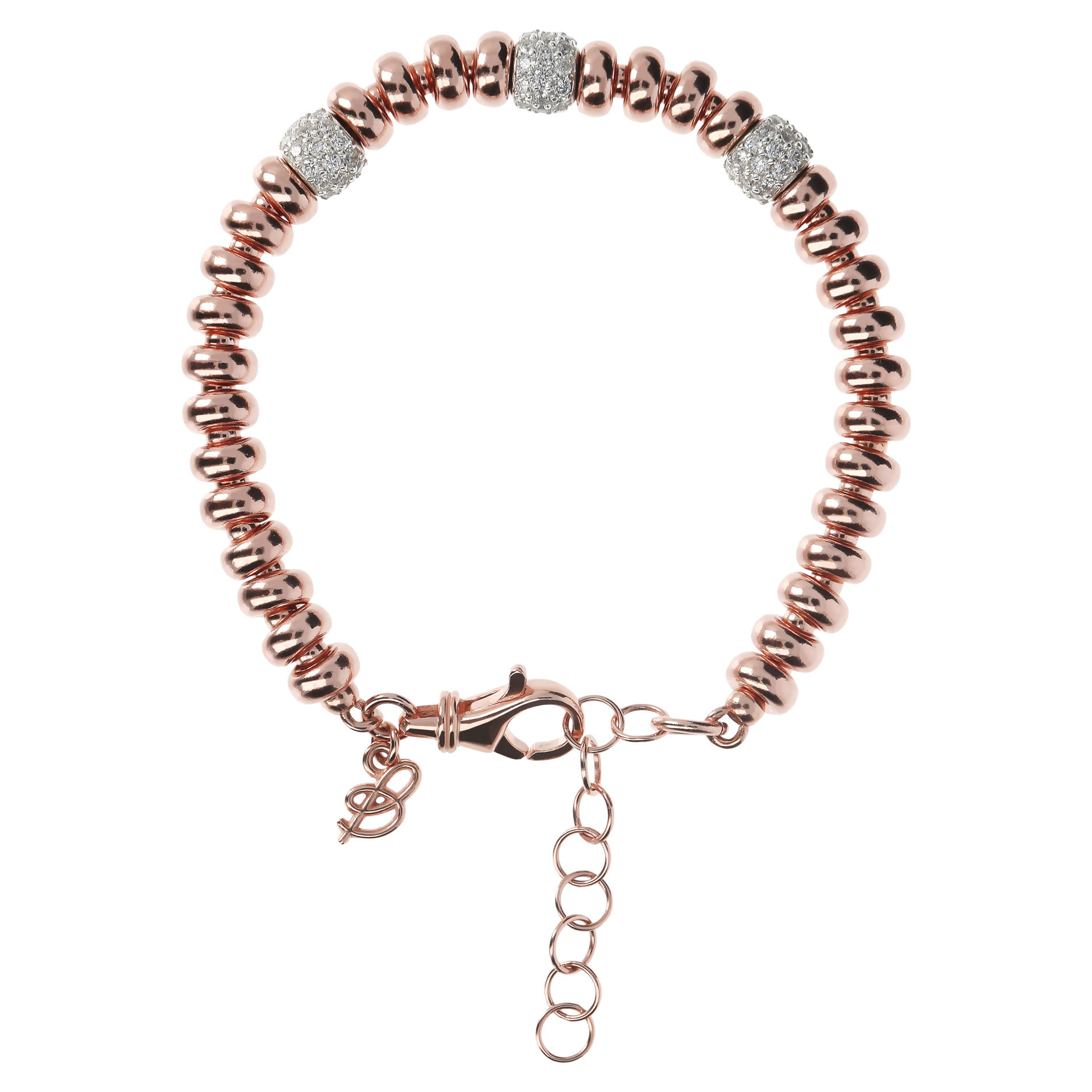 Bracciale con Rondelle Alternate a Elementi Pavé in Cubic Zirconia