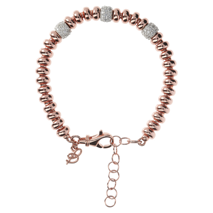 Bracciale con Rondelle Alternate a Elementi Pavé in Cubic Zirconia