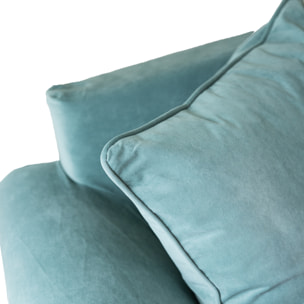 Canapé droit 3 places en velours vert eucalyptus OSCAR