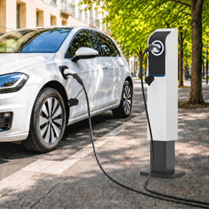 HOMCOM Cable de Carga Coche Eléctrico 22kW, 5m, 32A, Cable de Carga EV Tipo 2, Modo 3, Trifásico con IP65, Paño de Limpieza y Bolsa Almacenamiento, Carga Rápida para Wallbox y Estaciones de EV y PHEV