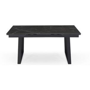 Table extensible en céramique marbré noir L160/240cm - 9 piètements - UNIK