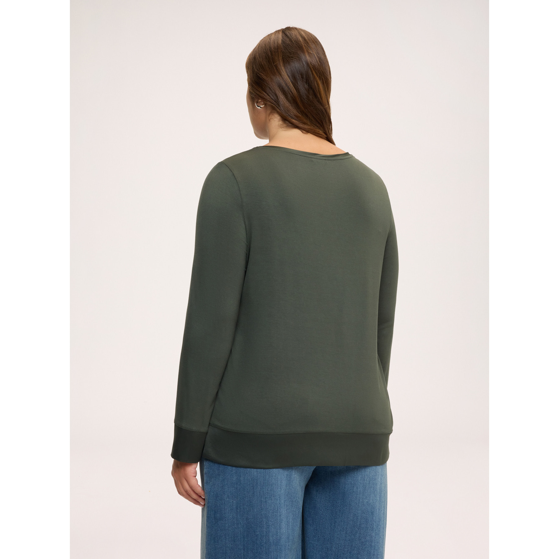 Fiorella Rubino - T-shirt bimaterica in raso e jersey - Verde militare