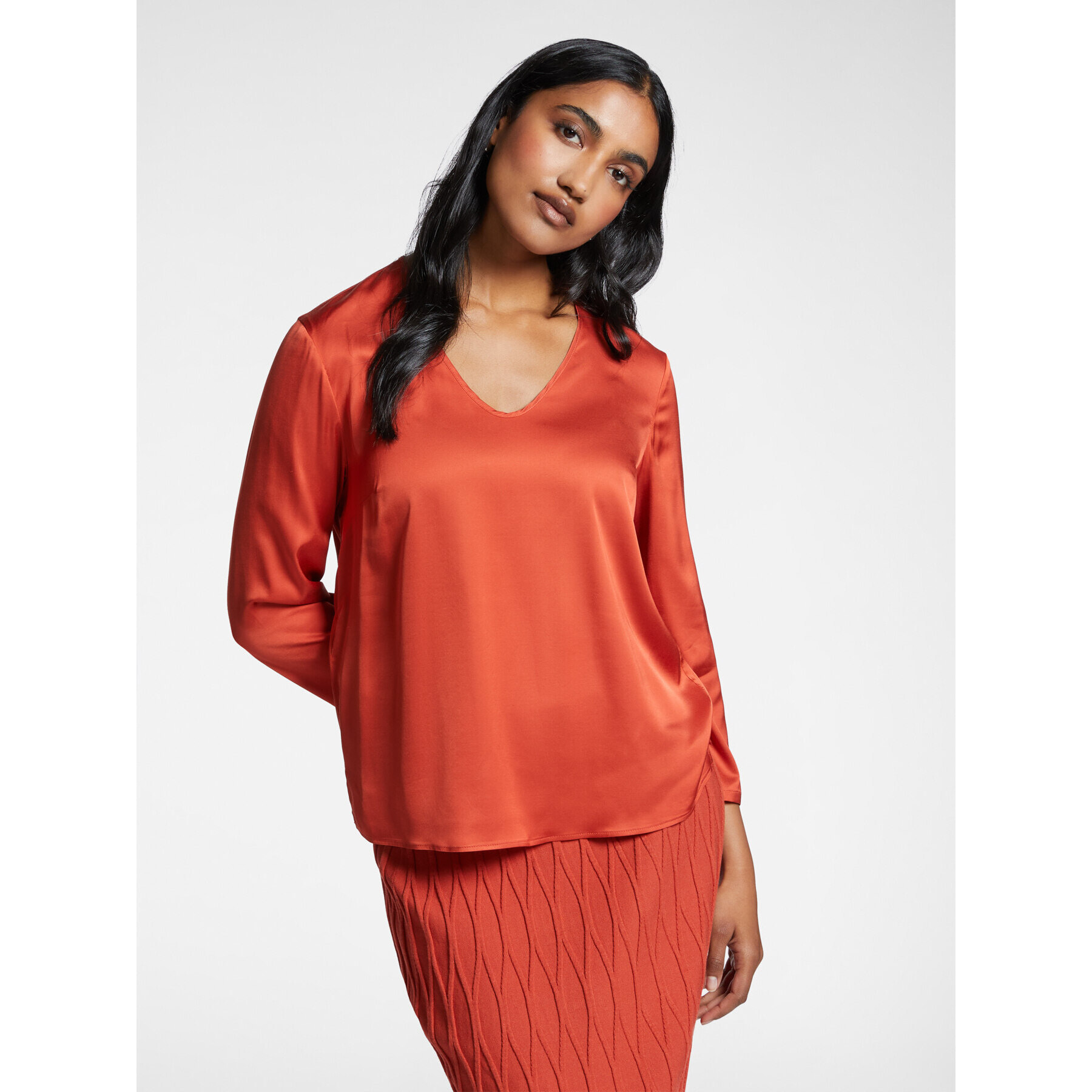 Elena Mirò - Blusa de raso - Naranja sol