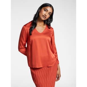 Elena Mirò - Blusa de raso - Naranja sol