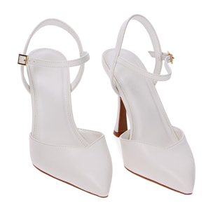 Décolleté slingback bianche, tacco 9,5 cm