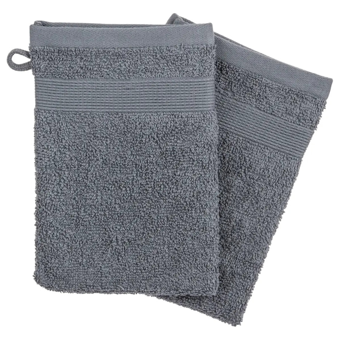 Lot de 2 gants de toilette gris 15x21cm