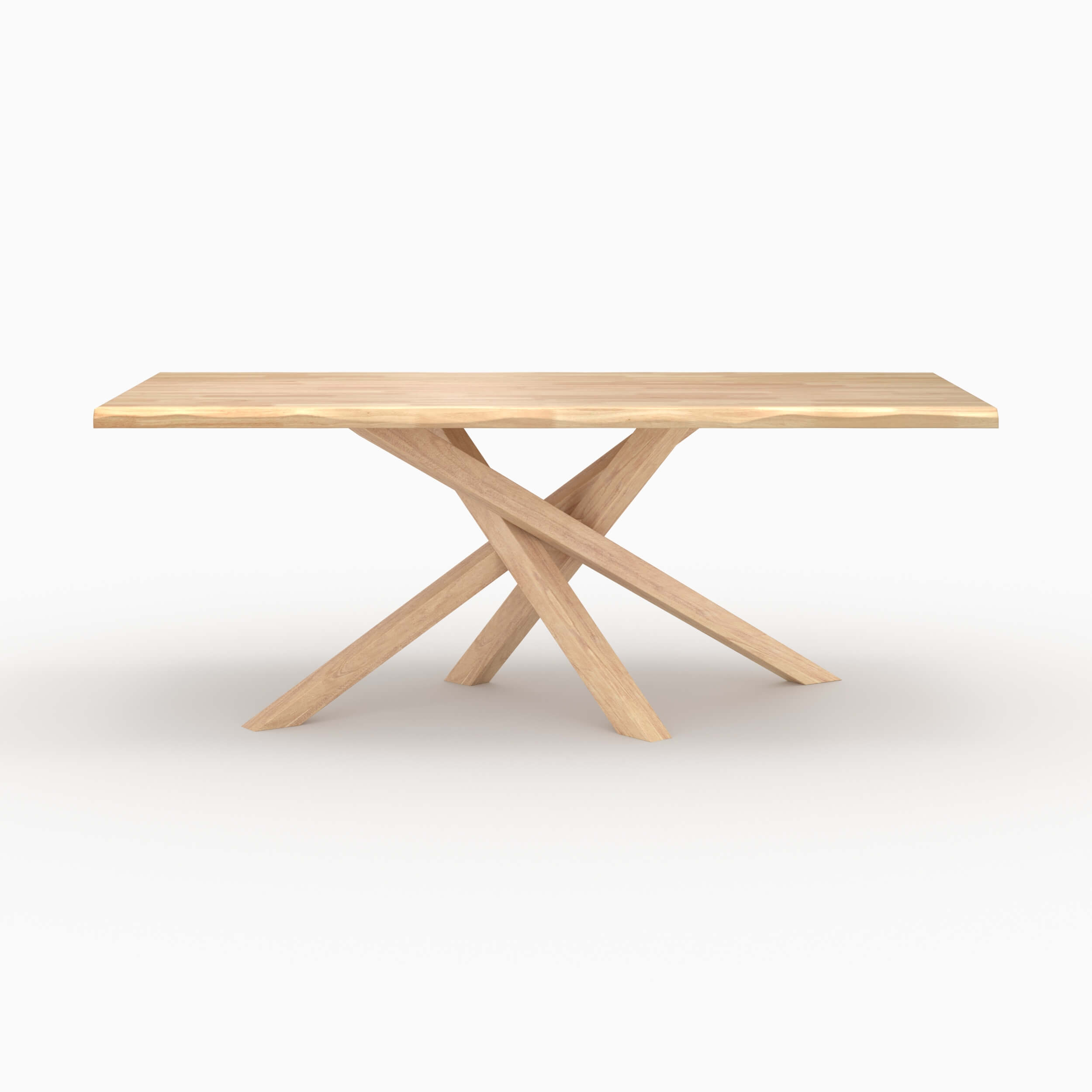 Table rectangulaire en bois d'hévéa massif clair 8 personnes - Robin