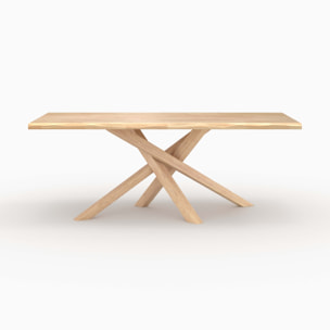 Table rectangulaire en bois d'hévéa massif clair 8 personnes - Robin