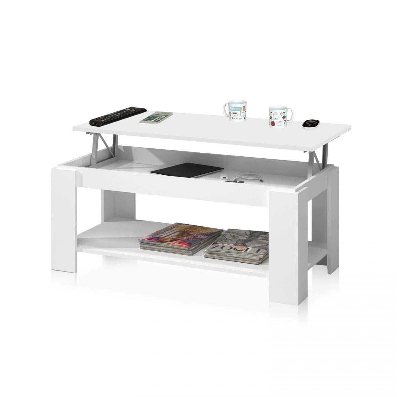 Mesa de centro elevable Ambit Blanco Artik (Blanco Mate)