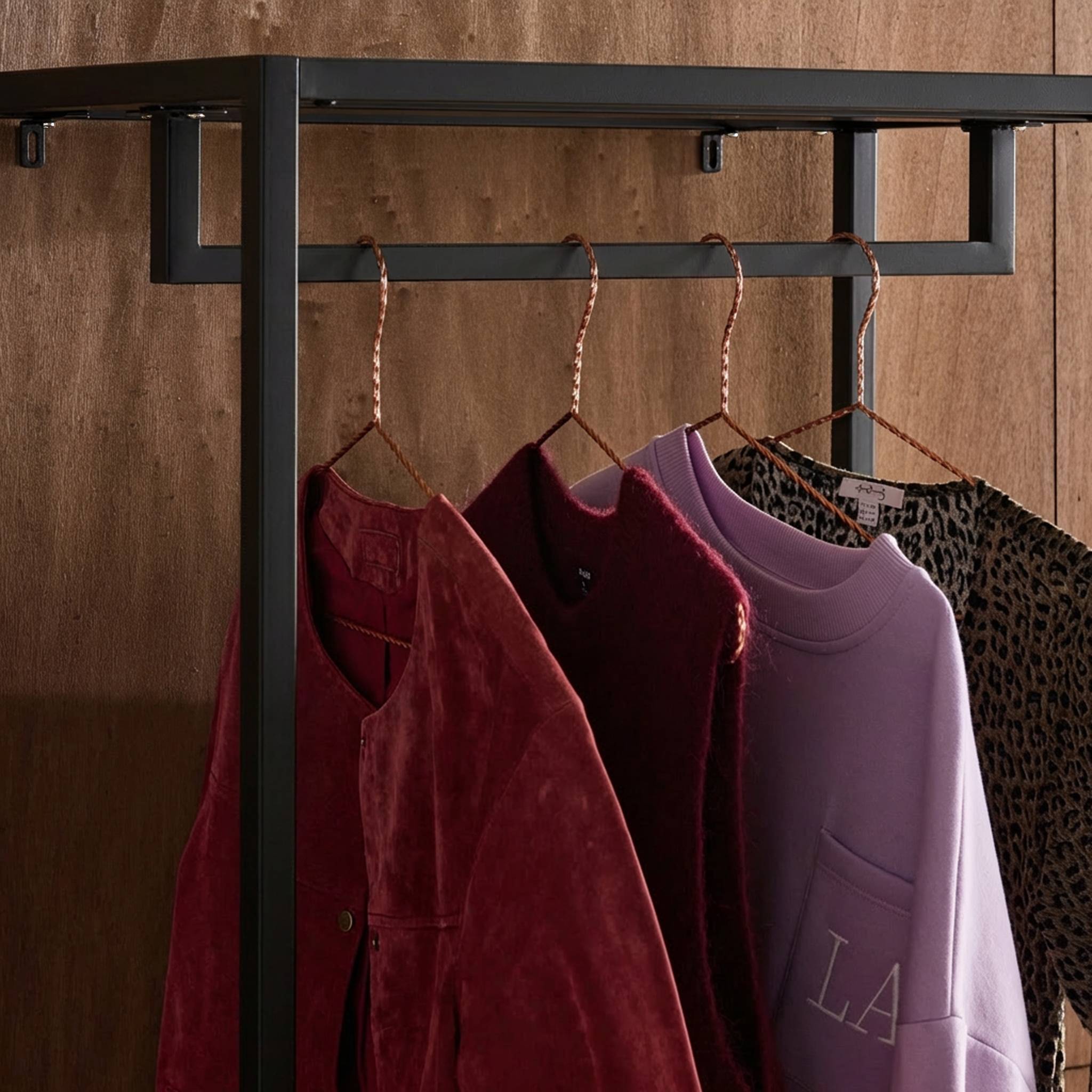 Meuble d'entrée, porte manteau métal avec penderie et 2 tiroirs IDAHO