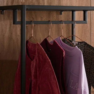 Meuble d'entrée, porte manteau métal avec penderie et 2 tiroirs IDAHO