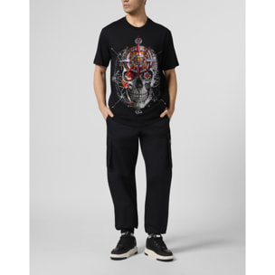 PHILIPP PLEIN Round Neck T-Shirt Wind Rose Skull Stones
