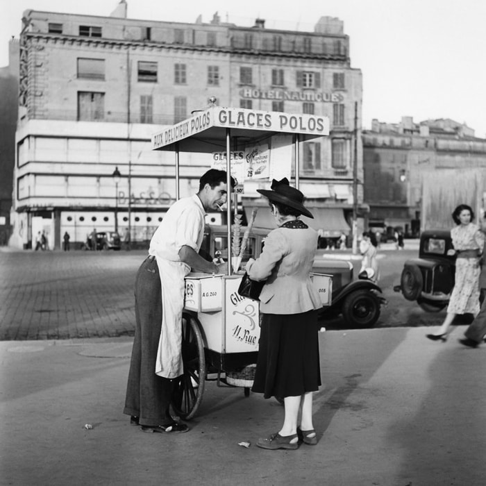 Deco photo ancienne de Marseille - Glaces Polos Tableau alu Dibond