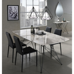 Bureau design Tomasucci SPILLO MARBLE, plateau effet marbre, structure en métal noir