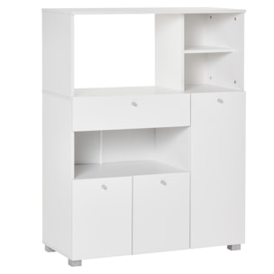 Aparador Auxiliar para Microondas Alacena Buffet de Cocina con 2 Armarios de Puertas 1 Cajón y Estantes de Almacenamiento 90x40x120 cm Blanco