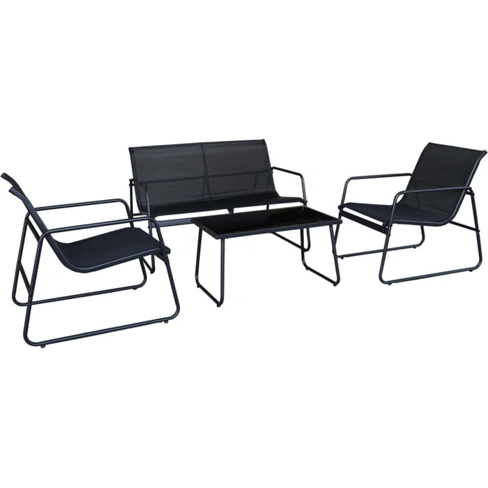 Salon de jardin en métal "Fortaleza" - 4 places - Noir