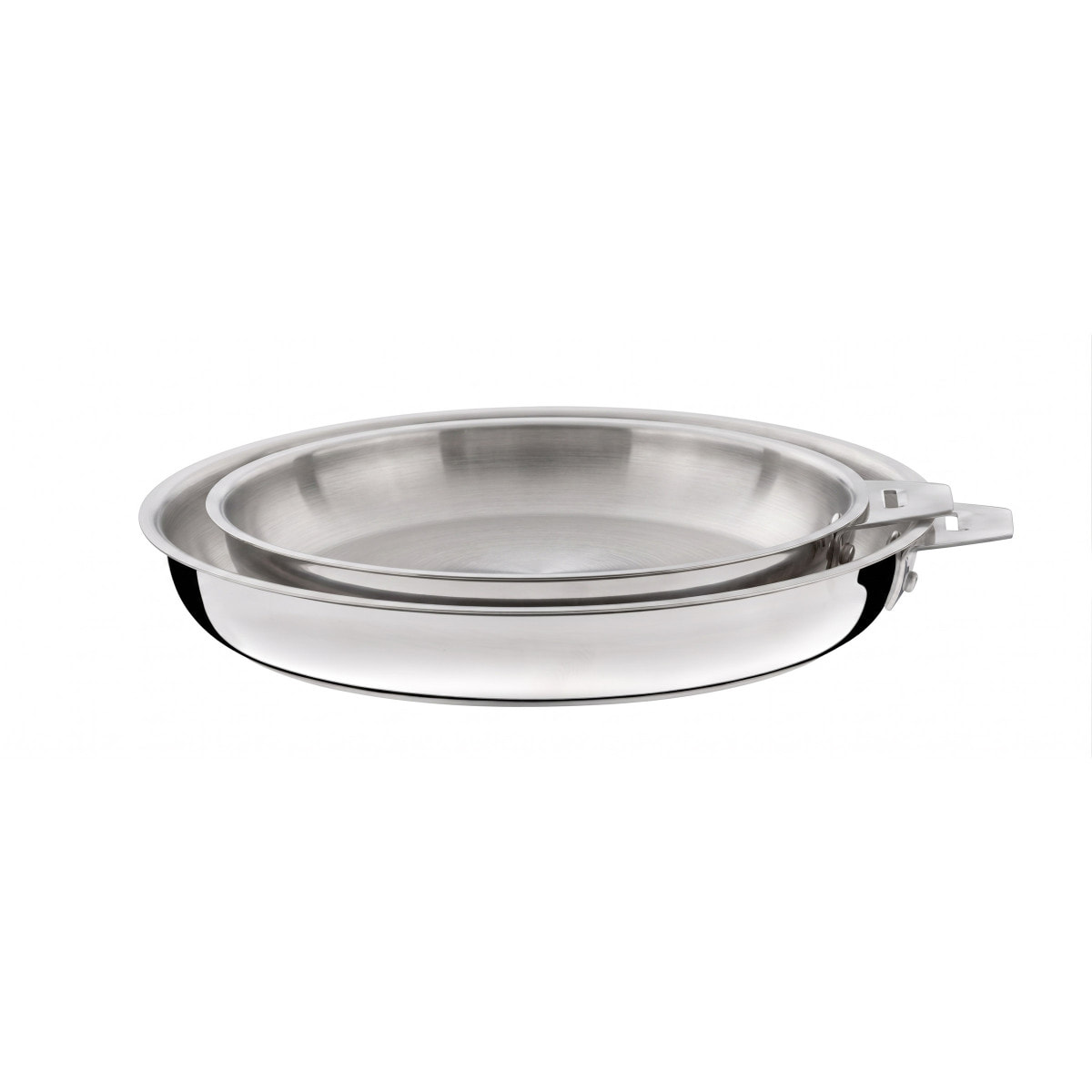 Malice - Série de 2 poêles 20/24 cm inox et poignée bois clair