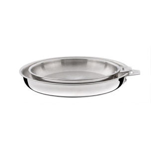 Malice - Série de 2 poêles 20/24 cm inox et poignée bois clair