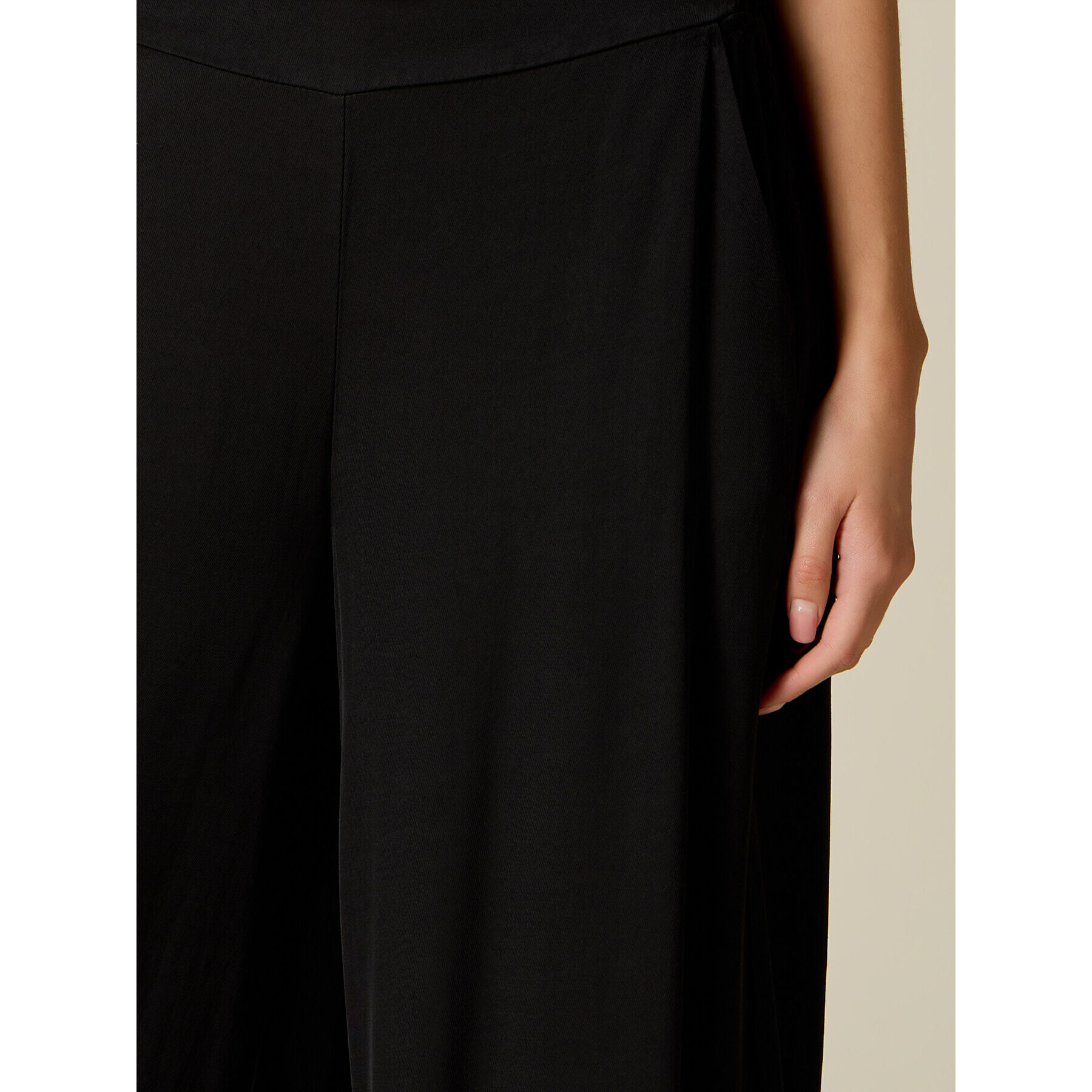 Oltre - Pantalones palazzo mezcla de lino - Negro