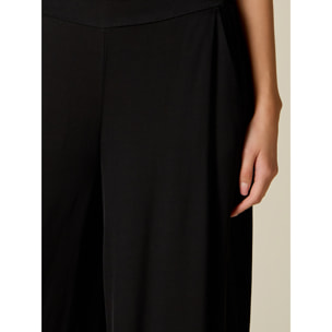 Oltre - Pantalones palazzo mezcla de lino - Negro