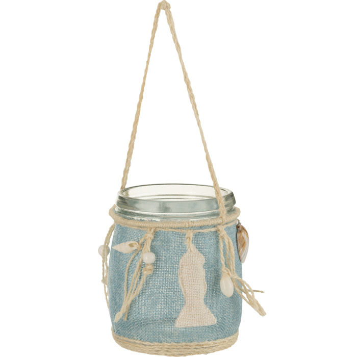 J-Line bougeoir Mer - verre - bleu/blanc