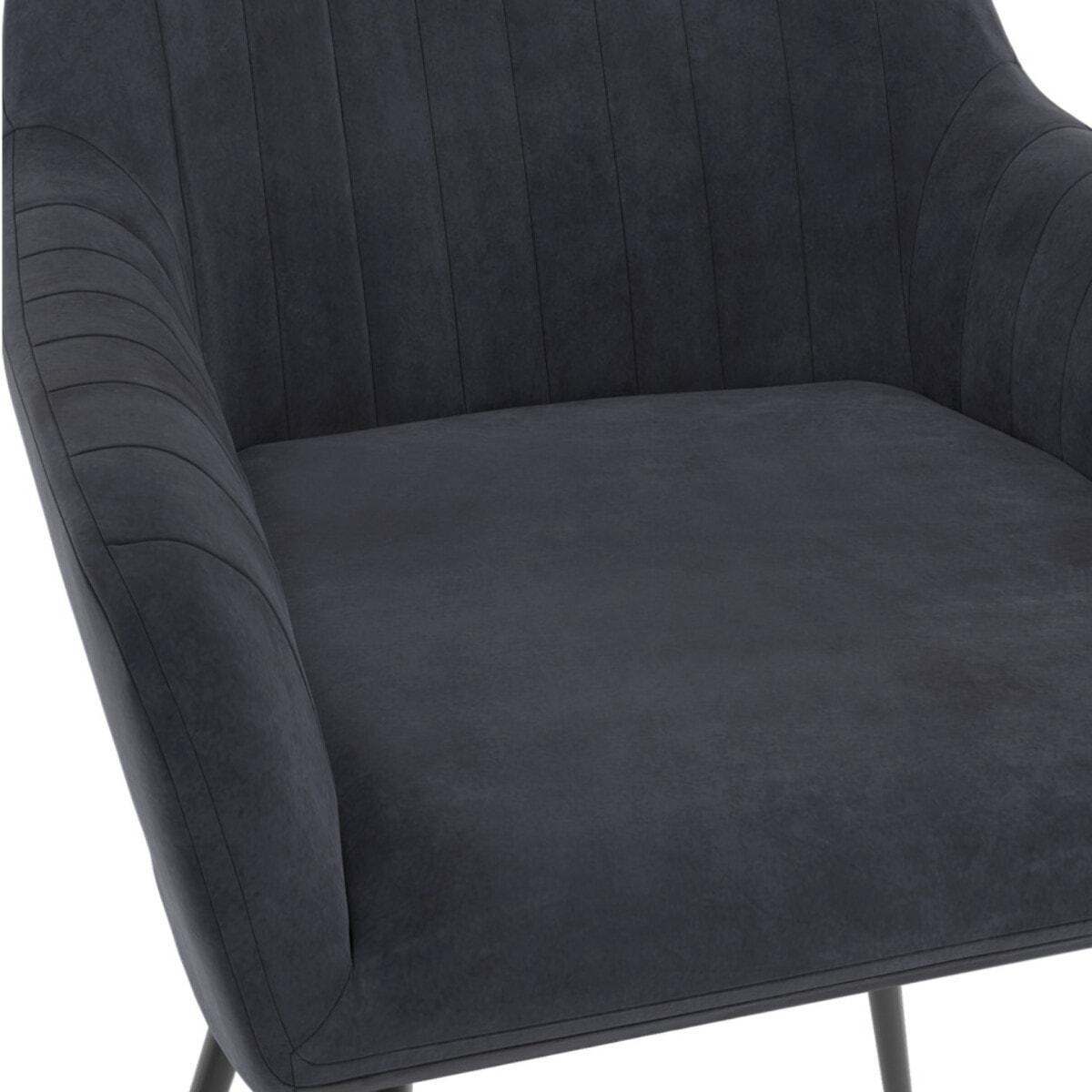 Chaises avec accoudoirs Ariana en velours et pieds métal - lot de 2 - Gris anthracite