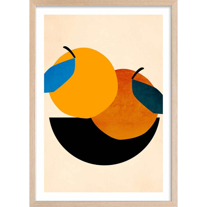 Affiche graphique Pommes Affiche + cadre en bois - Chêne