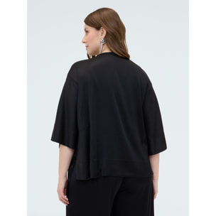 Fiorella Rubino - Blusa in raso con scollo a barchetta - Nero