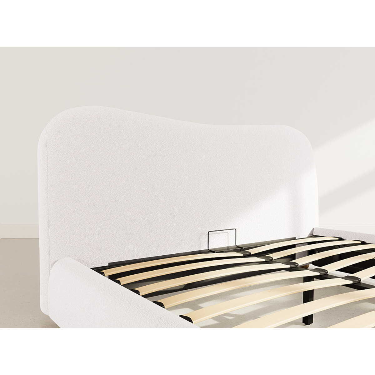 Hugo - lit coffre - 160x200 cm - en tissu bouclette - Beige