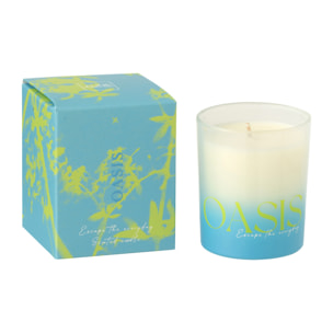 J-Line Bougie Parfumée Oasis - Spring Ivy & Neroli - verre - bleu/vert - small