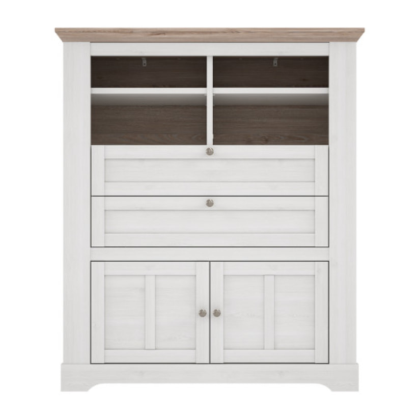 Buffet haut en bois effet chêne clair blanchi - ILONA