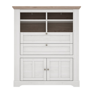 Buffet haut en bois effet chêne clair blanchi - ILONA
