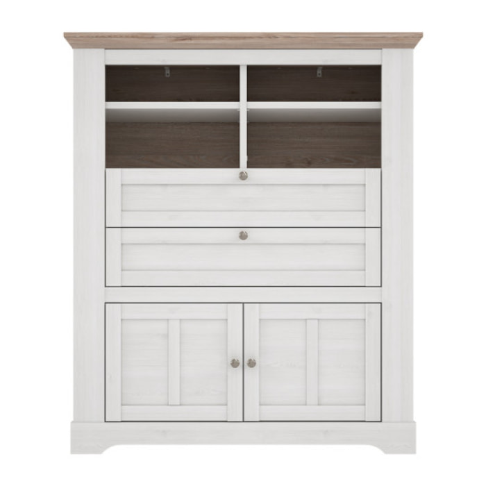 Buffet haut en bois effet chêne clair blanchi - ILONA